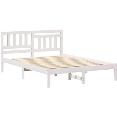 Image of vidaXL with Headboard White 140 x 190 cm Solid pine wood