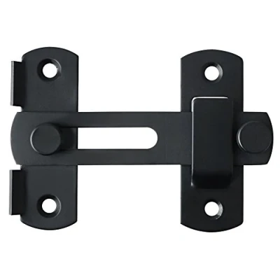 Image of Sayayo 180 Degree Door Lock Slide Gate Latch Tiny Bolt, Stainless Steel Matte Black, 2MM Thickness