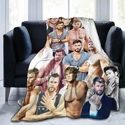 Image of Moonforever Blanket Chris Hemsworth Soft and Comfortable Wool Fleece Throw Blankets for Sofa Office car Camping Yoga Travel Home Decoration Cozy Plush Beach Gift 60&quot;x50&quot;