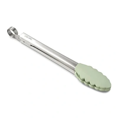Image of Zeal Silicone Non Stick Kitchen Tongs with Stainless Steel Handle (26cm) Sage Green, 26 cm