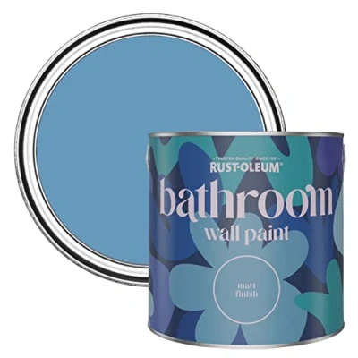 Image of Rust Oleum Blue Water Resistant Bathroom Wall &amp; Ceiling Paint Cornflower 2.5L