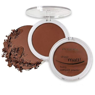 Image of AQUAPURITY PHOERA Sheer Matte Compact Powder Fixing Makeup Base Fixer Setting Foundation Pressed Long Lasting Skin Vitamin E Beauty Blender (208ESPRESSO)