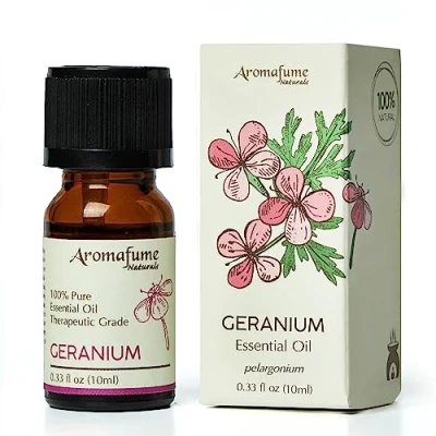 Image of AROMAFUME Geranium Essential Oil 100% Natural, Therapeutic Grade Oils Pure, Floral Aromatherapy for Home Diffusers Gifts Her 10ml
