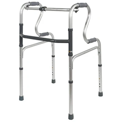 Image of Aidapt Light Weight Aluminium Height Adjustable Duel Riser Folding Walking Frame Rehabilitation Aid with Anti Slip Feet