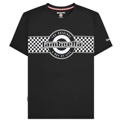 Image of Lambretta Mens Checkerboard Target Logo Short Sleeve T Shirt (Black) Size S
