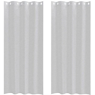 Image of vidaXL Curtains with 2 pcs Light gray 140 x 260 cm Polyester