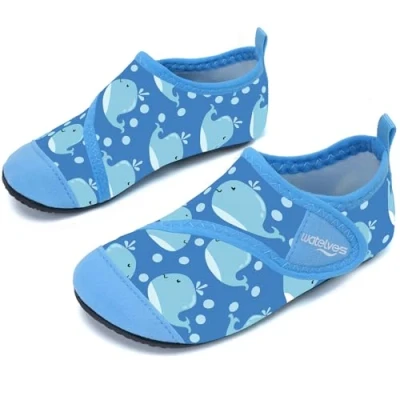 Image of Swim Water Shoes Boys Kids Toddlers Baby Beach Aqua Pool Swimming Socks River Sea Sand Footwear（Whales Blue 22/23）