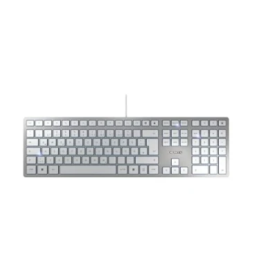 Image of CHERRY KC 6000 SLIM, ultra flat design keyboard, German layout (QWERTZ), wired (USB A connection), quiet, durable key labelling, silver