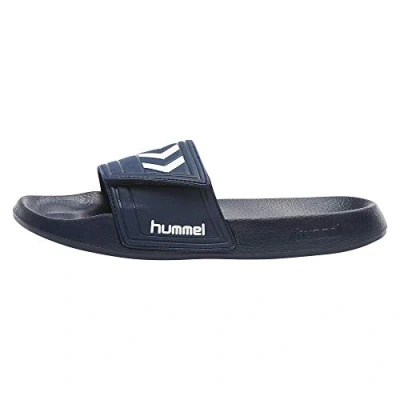 Image of Hummel Larsen Slipper Velcro, Unisex Adults? Beach &amp; Pool Shoes, Blue (Dress Blue/white), 6.5 UK (40 EU)