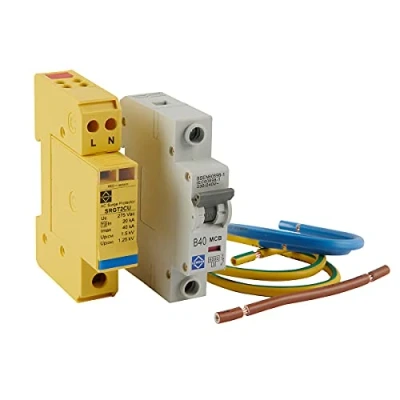 Image of Lewden 40kA 1 Module Single Pole &amp; Earth Type 2 Surge Protection Kit
