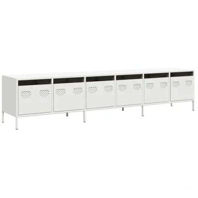 Image of vidaXL TV Cabinet White 202x39x43.5 cm Cold rolled Steel