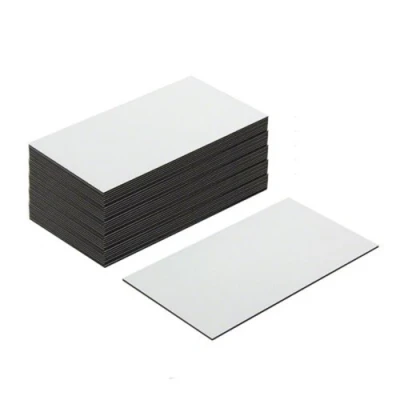 Image of MagFlex® Lite Flexible Gloss White Dry Wipe Surface Magnetic Labels for Creating Scrumboards, Removable and Changeable 89mm Long x 51mm Wide Pack of 100
