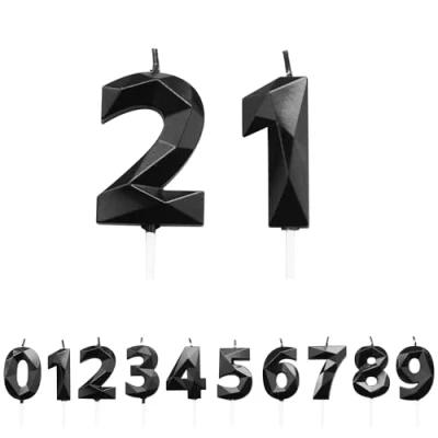 Image of FUZVOL Birthday Candles, Number 21 Candle, Black Candle for Cake, Happy Cake Candles Topper Decorations