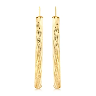 Image of Carissima Gold Women&#039;s 9ct Yellow Twist Bar Drop Earrings