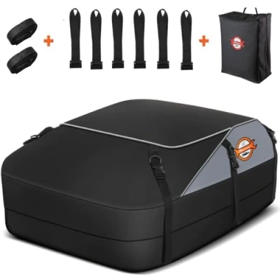 Image of Sailnovo Roof Box Bag 580L/20 Cubic Waterproof Car with 6 Door hooks, Soft Shell Large Cargo Carrier Bags for Cars without/with Bars/Rack/Rails
