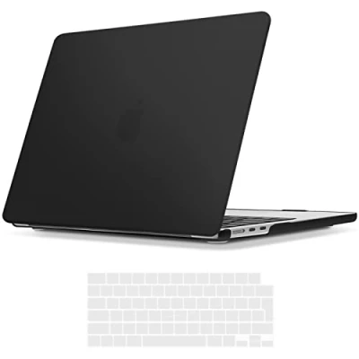 Image of TECOOL Case Compatible with MacBook Air 13.6 Inch M3 M2, 2024 A3113 &amp; 2022 A2681, Ultra Slim Hard Shell UK EU Keyboard Cover, Soft Touch Matte Black