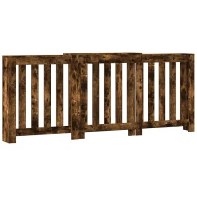 Image of vidaXL Radiator Cover Heater Shelf Smoked Oak Engineered Wood Modern Slatted Design 156/205 x 21.5 83.5 cm Living Room Display
