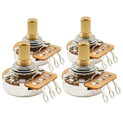 Image of Musiclily Pro HD A250K Full Brass Metric Solid Short Shaft Pots Audio Taper Potentiometers for Electric Guitar Bass (Set of 4)