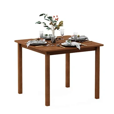 Image of Furinno Hardwood Bermuda Square Table in Teak Oil, Wood, Natural, (W) x 74.17 (H) 89.92 (D) cm