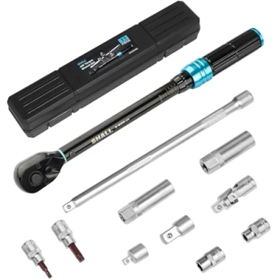 Image of Shall 11 Piece 3/8&quot; Torque Wrench Set, (5 60Nm) Dual Direction Adjustable 72 Tooth for Suitable car and Motorcycle Maintenance,with Extension Pole Storage Box
