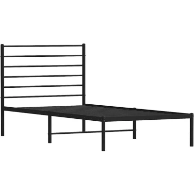 Image of vidaXL Metal Bed Frame without Mattress with Headboard Black 100x200cm