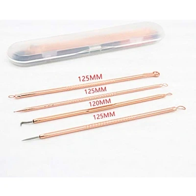 Image of EloraUK Blackhead Remover 4Pcs Tool Kit Spot Acne Pimple Comedone Extractor Popper for Facial Care Skin Protect with Case