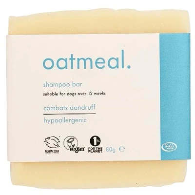 Image of Oatmeal Dog Shampoo Soap Bar for Allergies, Itchy Skin &amp; Dandruff 80g Anti Allergy 100% Natural Hypoallergenic Gentle on Sensitive Lavender Scented Vegan UK Made