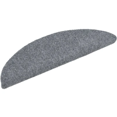 Image of vidaXL 15 Self adhesive Stair Mats Needle Punch 56x17x3 cm Light Grey