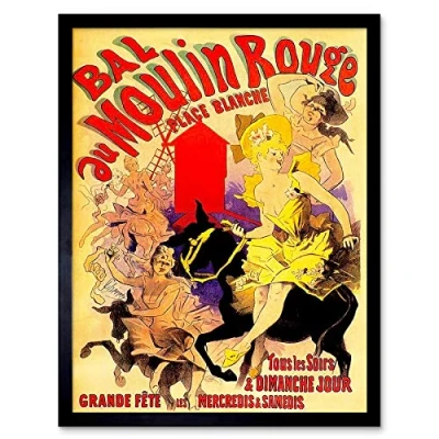 Image of Wee Blue Coo Vintage Advert Moulin Rouge Dancers Art Print Framed Poster Wall Decor 12X16 Inch