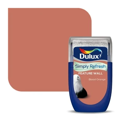 Image of Dulux Simply Refresh Feature Wall Matt Emulsion Paint Blood Orange 30ML, Tester, 5569262