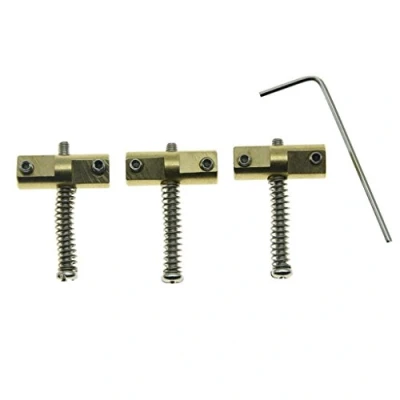 Image of KAISH Vintage Compensated Tele Bridge Saddles Brass Guitar with Chrome Screws for Telecaster/Tele