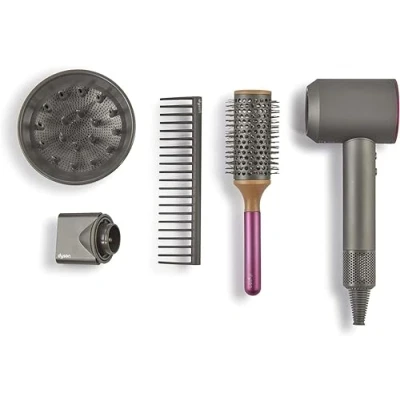Image of Casdon 73252 Dyson Supersonic Styling Set. Interactive Toy Hairdryer for Children Aged 3 Years &amp; Up. Looks and Works Like The Real Thing, Grey, One Size
