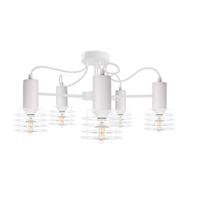Image of Rune Multi Arm Semi Flush Ceiling Light White, 60cm, 5x E27