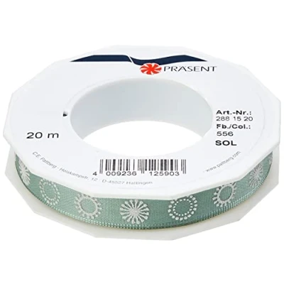 Image of Präsent Sol Printed Ribbon Old Green 20 m Roll 15 mm width