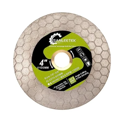 Image of Diamond Tile Saw Blade SANLEETEK 105mm Cutting Grinding Disc Hexagon Design for Porcelain Ceramic Marble Artificial Stone Quartz