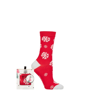 Image of Women&#039;s 1 Pair SOCKSHOP Wildfeet Bamboo Christmas Gift Boxed Socks Snowflakes 4 8