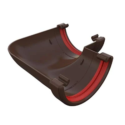 Image of Brown Round Gutter 90 Degree Angle Joint, Freeflow 112mm Rain Water Systems