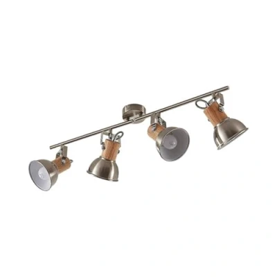 Image of Lindby Dennis ceiling light with wood, 4 bulb