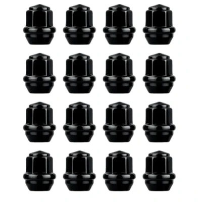 Image of RYBO Set of Alloy Wheel Nuts M12 x 1.5, Taper, 19mm Hex, Compatible With Ford Wheels &amp; More (Black, Pack 16)