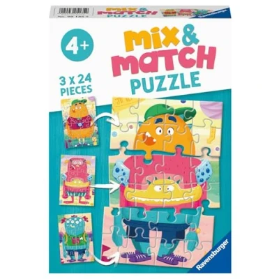 Image of Ravensburger Monsters Mix &amp; Match Jigsaw Puzzles for Kids Age 4 Years Up 3 x 24 Pieces