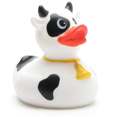 Image of Duckshop Bath Duck Black and White Cow I Squeaky L: 8 cm