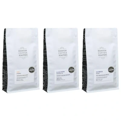 Image of Rounton Coffee Roasters SELECTION Gift Set 3 x Great Taste Award Winning Coffees Medium Roast Beans Fresh Roasted Sample Pack in Yorkshire