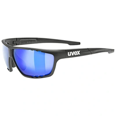 Image of uvex Sportstyle 706 Sports Sunglasses for Men and Women Mirrored Lenses Anti Fog Technology Black Matt/Blue One Size