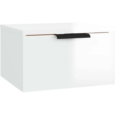 Image of vidaXL Wall mounted Bedside Cabinet High Gloss White 34x30x20 cm