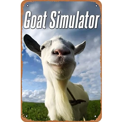 Image of Clilsiatm Goat Simulator Poster Video Game Metal Tin Sign Wall Plaque Decor 8x12 Inches
