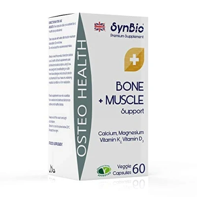 Image of SynBio Premium+ Osteo Health Advanced Bone &amp; Muscle Support 60 Vegetarian Capsules High Strength Calcium, Magnesium, Vitamin D3 K2 Supplement UK