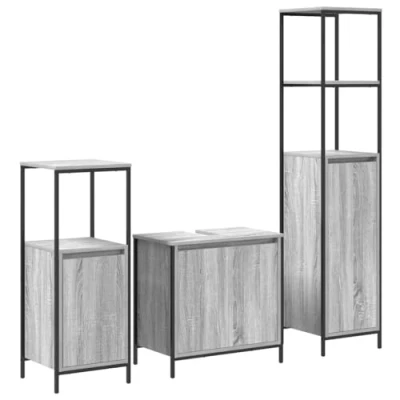 Image of vidaXL 3 Piece Bathroom Furniture Set in Grey Sonoma Engineered Wood