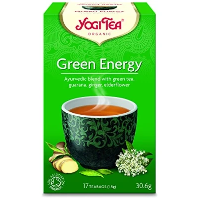 Image of Yogi Tea, Green Energy, Organic Herbal Blend of Guarana, Ginger and Elderflower, 6 Packs x 17 Tea Bags (102 Teabags Total)
