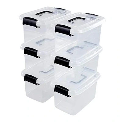 Image of Uumitty 6 Packs Plastic Storage Box, 5 Litre Small Organizer with Lid, Clear