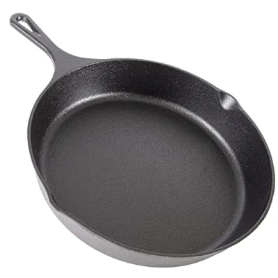 Image of nuovva Pre Seasoned Cast Iron Skillet Frying Pan Oven Safe Cookware for Indoor &amp; Outdoor Use Grill, StoveTop, Black (10inch 25cm)